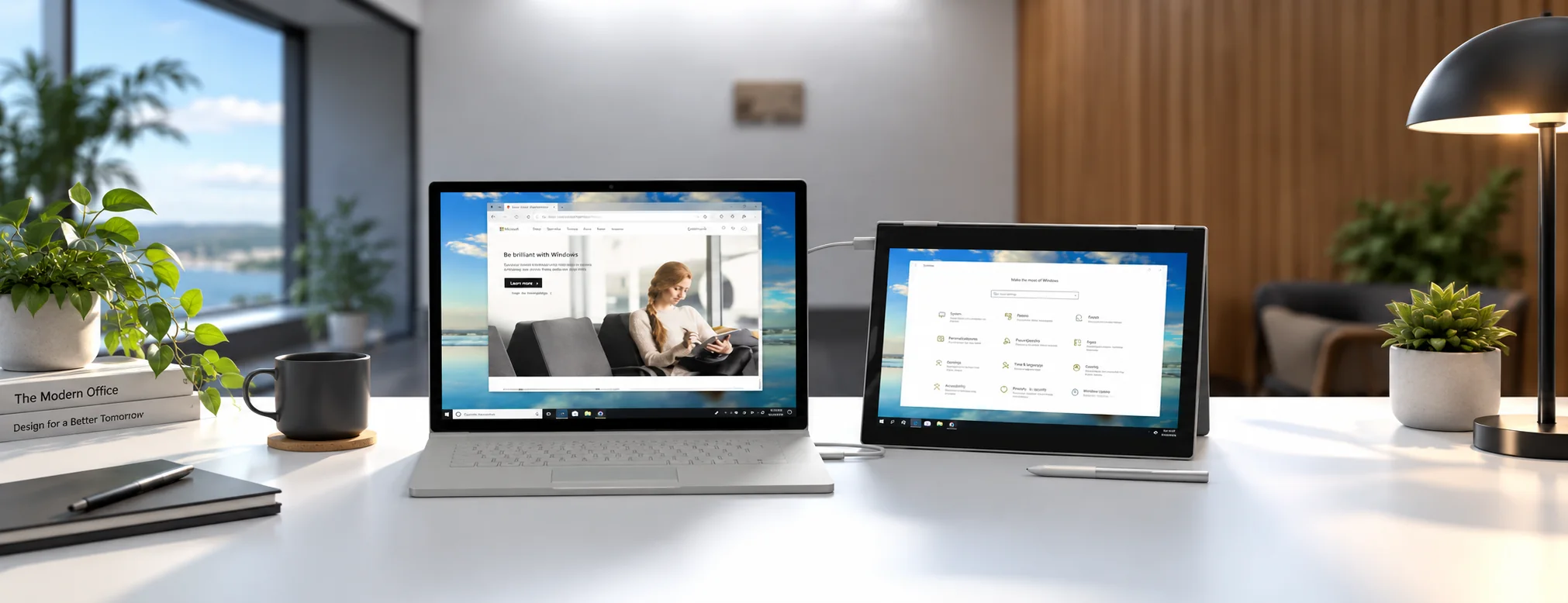 A laptop running Duet on a desk with a tablet beside it serving as a second display